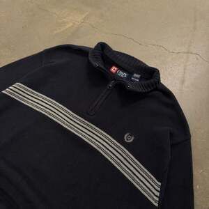 Chaps Men's 1/4 Zip Horizontal Striped Pullover Sweater